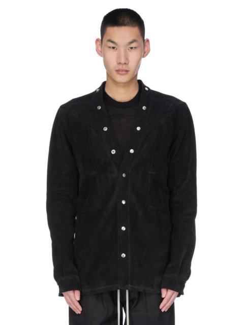 Rick Owens Black Concordians Larry Fogpocket Leather Overshirt