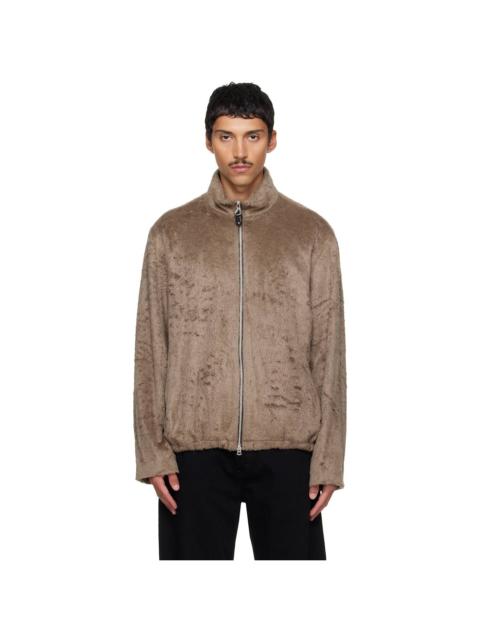 SOLID HOMME Brown Faux-Fur Jacket