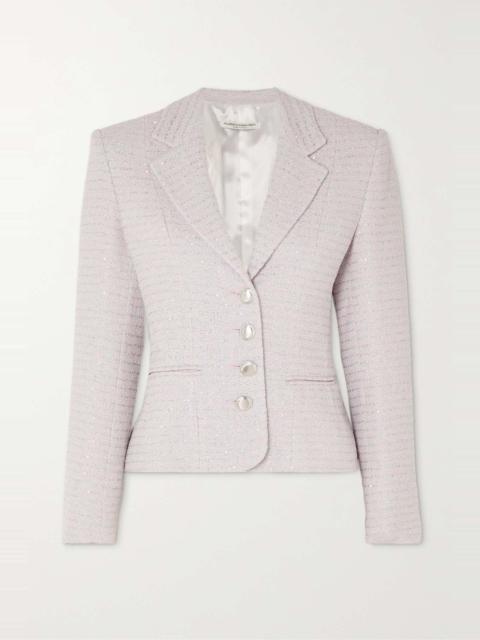 Alessandra Rich Sequined cotton-blend bouclé-tweed blazer