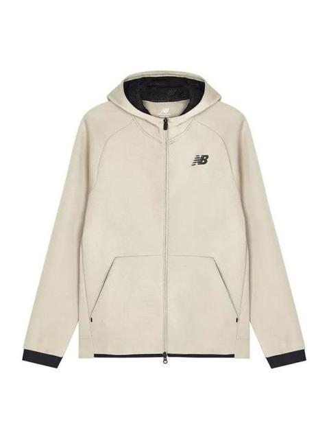 New Balance Logo Sportswear Tech Fleece Windrunner Jacket 'Cream White Black' AMJ21178-AL