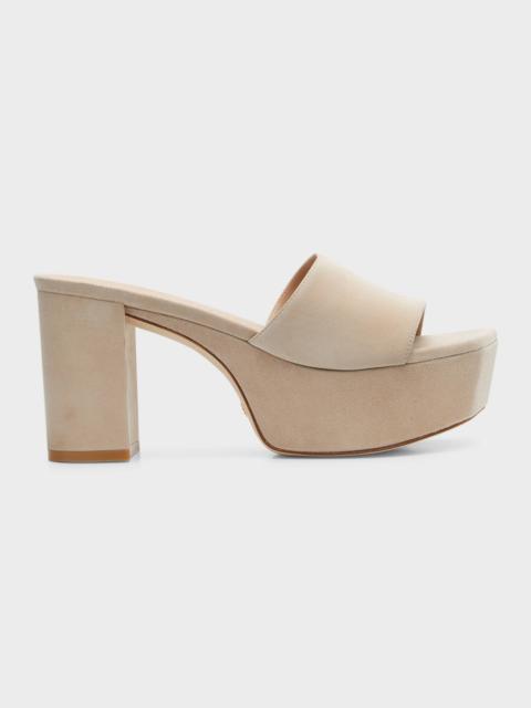 Square High Suede Platform Sandals