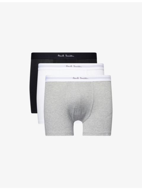 Paul Smith Branded-Waistband Pack of Three Cotton-Jersey Trunks