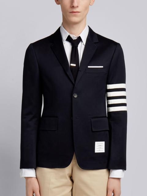 Navy Cotton Unconstructed Single Breasted 4-Bar Classic Jacket