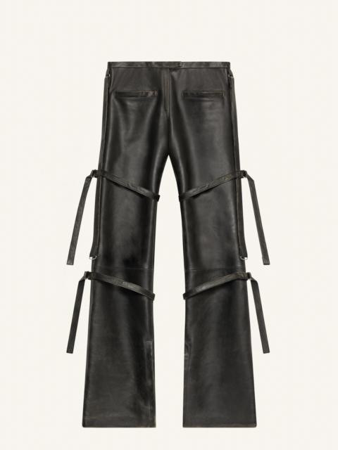 courrèges MULTI-STRAPS PATINATED LEATHER BOOTCUT PANTS