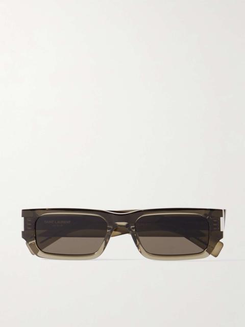SAINT LAURENT New Wave Rectangular-Frame Acetate Sunglasses