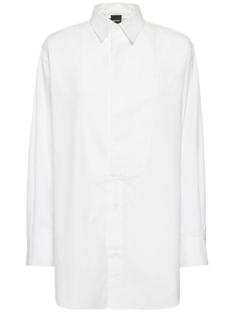 Cotton poplin oversized plastron shirt