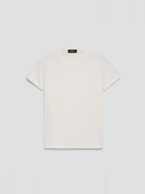 Theory Shrunken Crewneck Tee in Ribbed Cotton-Blend