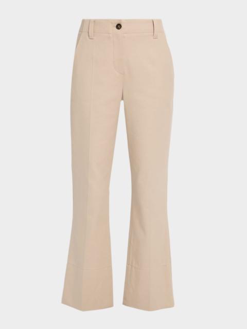 Brunello Cucinelli Cotton Twill Kickflare Ankle Pants