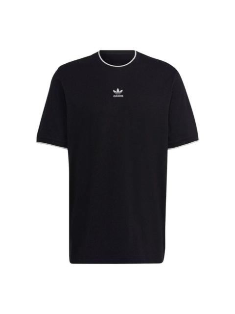 adidas Men's adidas originals Solid Color Logo Casual Round Neck Short Sleeve Black T-Shirt HK7305