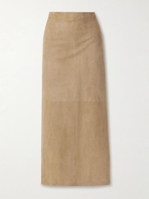 The Row Danas paneled suede midi skirt Beige