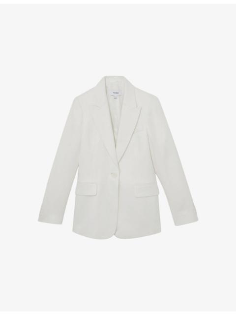 REISS Alyx Single-Breasted Linen-Blend Blazer