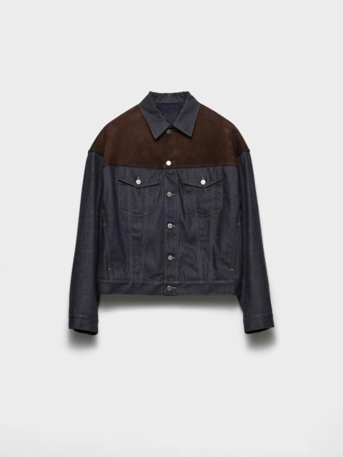 Prada Denim and suede blouson jacket