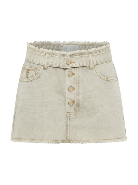 ONE TEASPOON Max Belted Low Waist Denim Mini Skirt - Antique Khaki