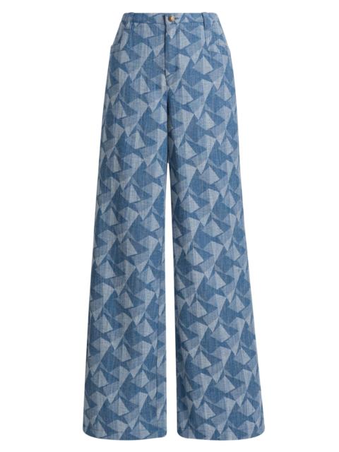 RAMY BROOK Women's Leo Geometric Wide-Leg Jeans - Geo Denim
