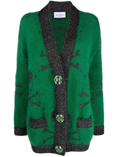 PHILIPP PLEIN skull-print mohair-blend cardigan