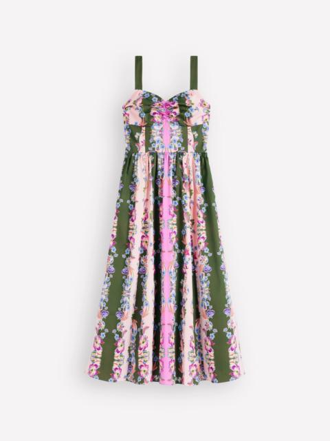 BODEN Fit and Flare Midi Dress-Orchid Canopy Stripe