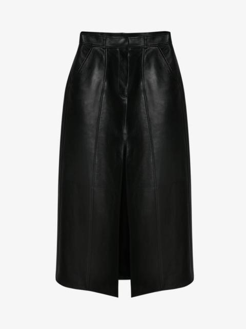Alexander McQueen Leather Split Skirt in Black