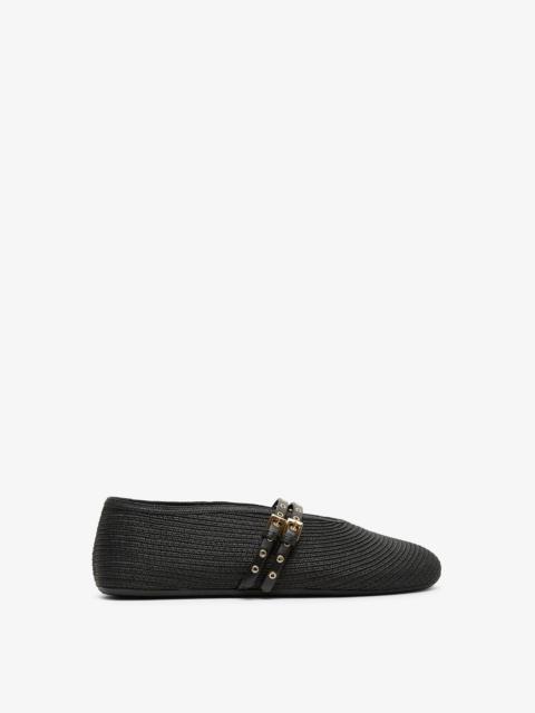 Alaïa Paper straw black ballet flats