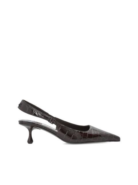 JIMMY CHOO 50mm Amel pointed crocodile-effect heeled pumps