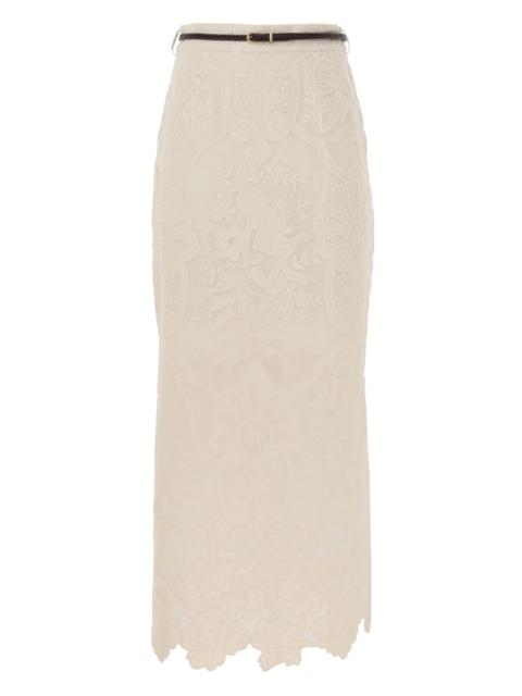 Zimmermann OTTIE EMBROIDERED MIDI SKIRT