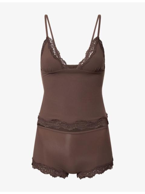 SKIMS Fits Everybody Lace-Trim Jersey Cami And Shorts Set