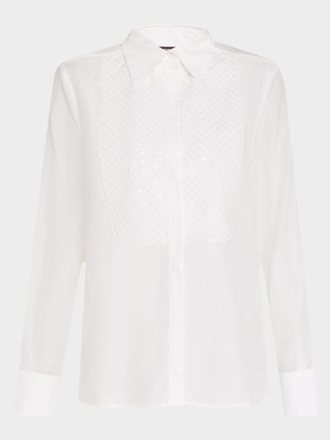 PESERICO Embroidered Sequin Bib Shirt