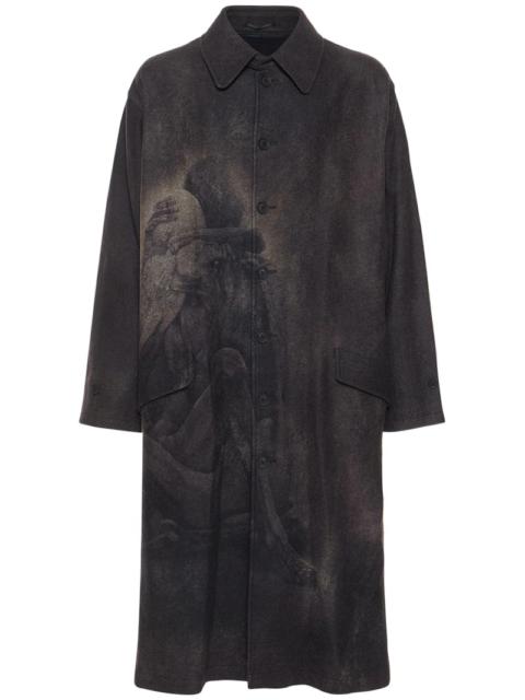 Yohji Yamamoto LONG PRINTED WOOL COAT