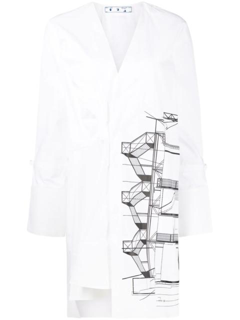 Off-White graphic-print tied-sleeves mini dress