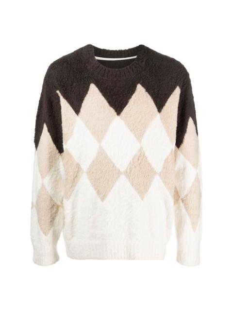 argyle-check-pattern sweatshirt