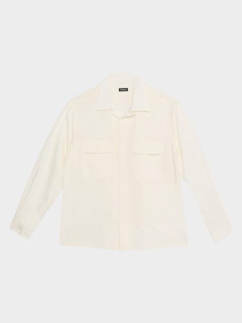 ZEGNA Men's Cotton and Mulberry Silk Button-Down Shirt