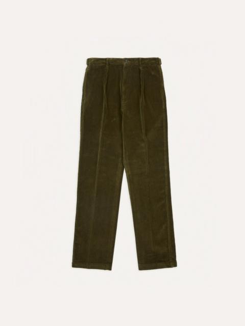 Drake's Olive Cotton Corduroy Games Trousers