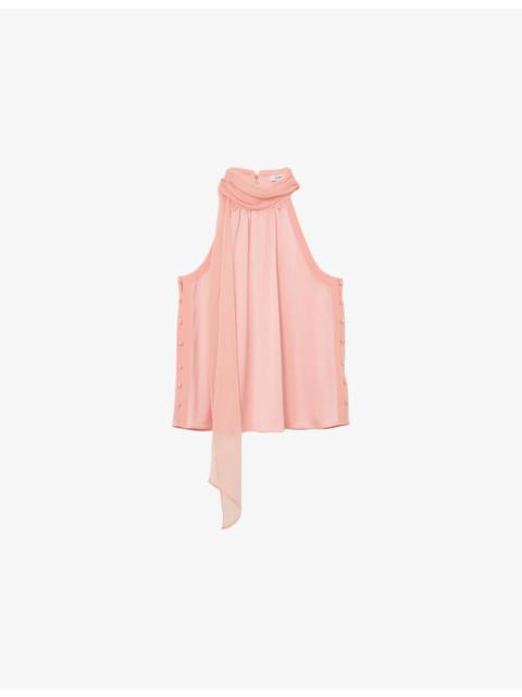 REISS Andrea Tie-Neck Woven Top