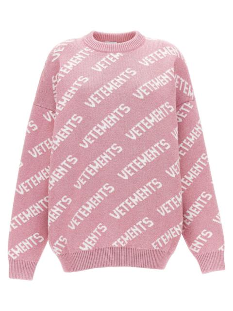 VETEMENTS Lurex Monogram Sweater, Cardigans Pink