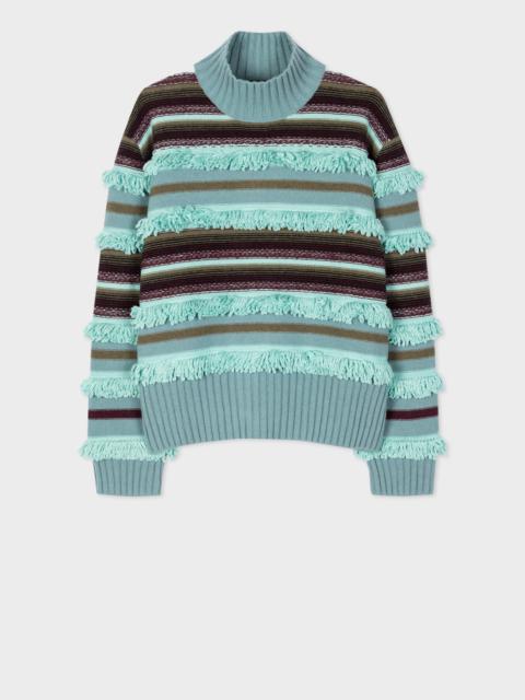 Paul Smith Stripe Fringe Trim Wool-Blend Sweater