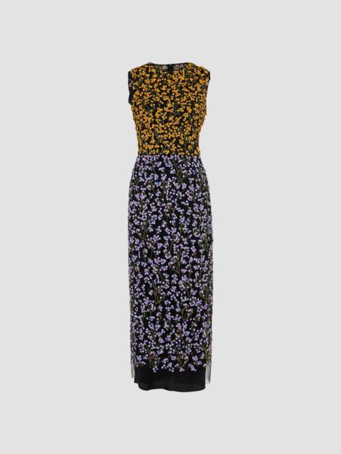 CAROLINA HERRERA Women's Floral Crewneck Column Midi Dress - Wisteria Multi