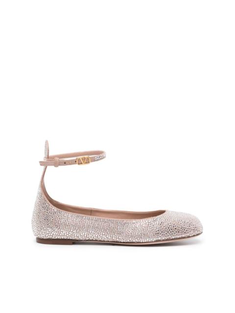Valentino crystal-embellished leather ballerina shoes