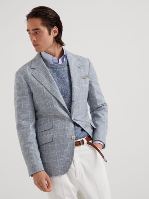 Flecked silk, wool and cashmere Prince of Wales deconstructed Cavallo blazer