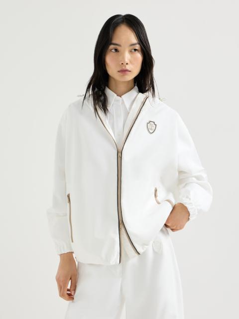 Brunello Cucinelli Nylon hooded outerwear jacket with logo and precious trims
