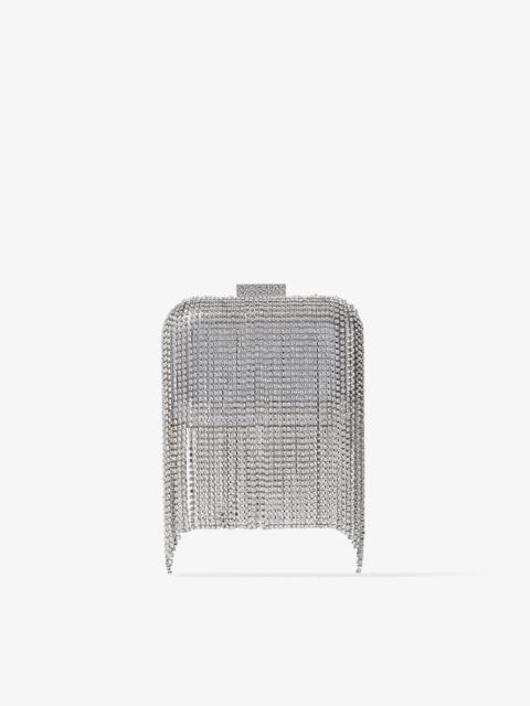 JIMMY CHOO Micro Cloud
Silver Crystal Mini Bag with Fringe