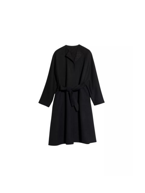 GUCCI Long silk and wool coat with GG inside