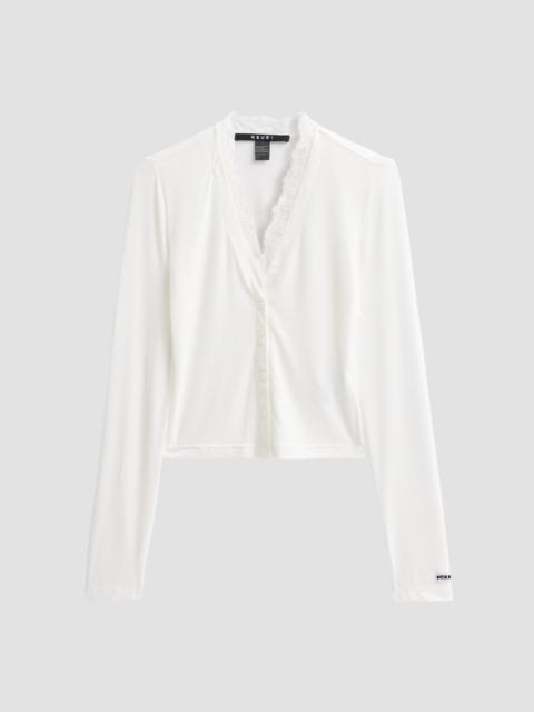 Ksubi Women's Mira Fitted Lace-Trim Long-Sleeve Top - White