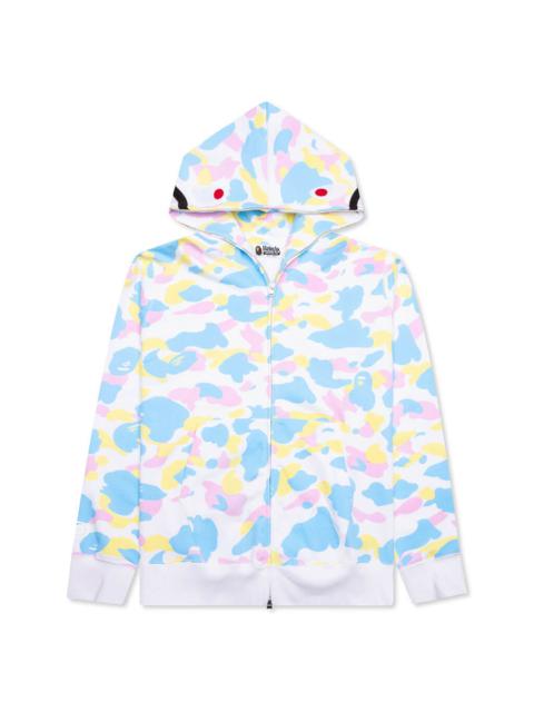 A BATHING APE® NEW MULTI CAMO 2ND SHARK FULL ZIP HOODIE - WHITE 