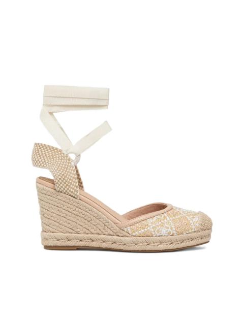 GUESS USA 100mm Charmi embroidered wedge espadrilles