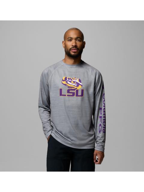 Columbia Men's Collegiate PFG Terminal Tackle Heather Long Sleeve Shirt - LSU