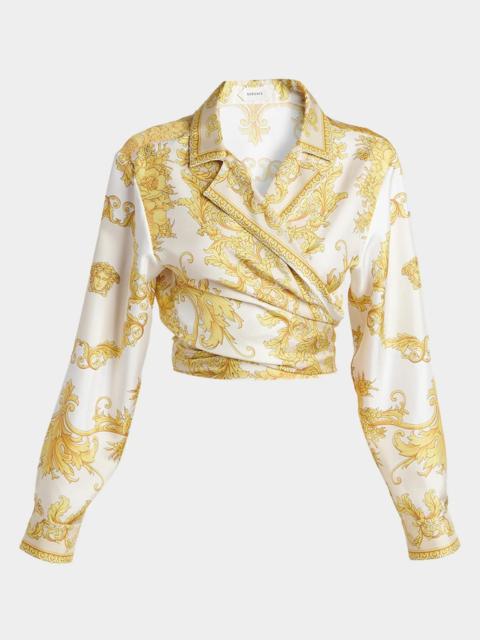 VERSACE New Barocco Cropped Silk Twill Shirt