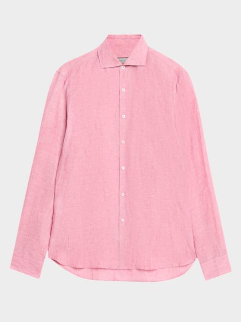 Canali Men's Linen Casual Button-Down Shirt