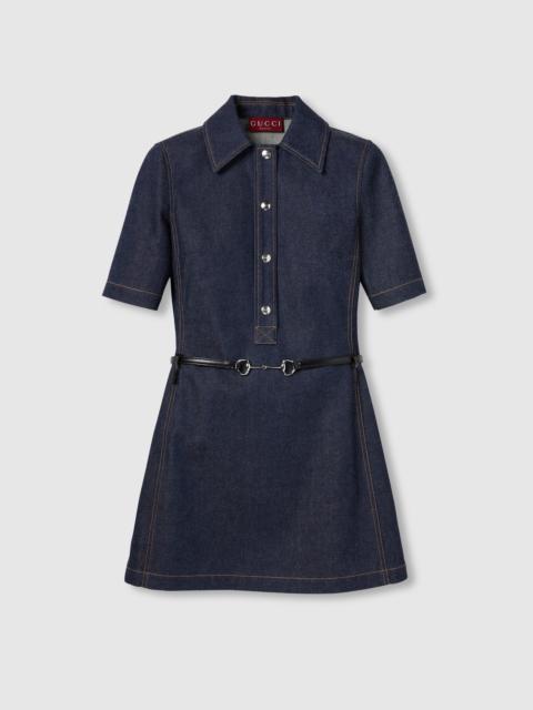GUCCI Denim mini dress with Horsebit