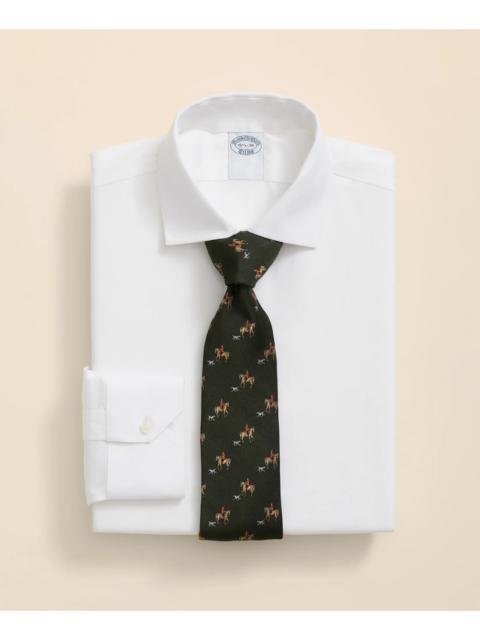 Brooks Brothers Stretch Supima® Cotton Non-Iron English Spread Collar, Herringbone Dress Shirt