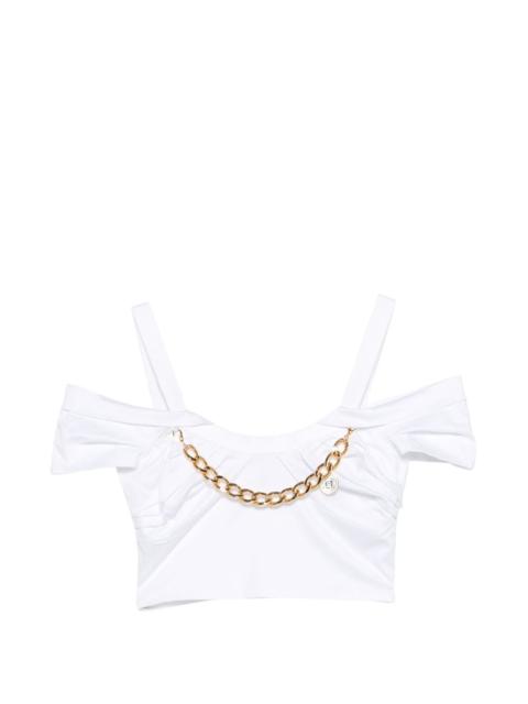 ELISABETTA FRANCHI chain cold-shoulder top