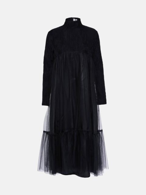 Noir Kei Ninomiya Wool-blend and tulle midi dress
